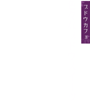 ブドウカフェ 色々なブドウスイーツ 採れたてブドウの美味しいスイーツはいかがですか？店内とデッキにはカフェスペースがありお買い物ついでやドライブの休憩にお使いいただけます。自家製アイスクリームがオススメです。